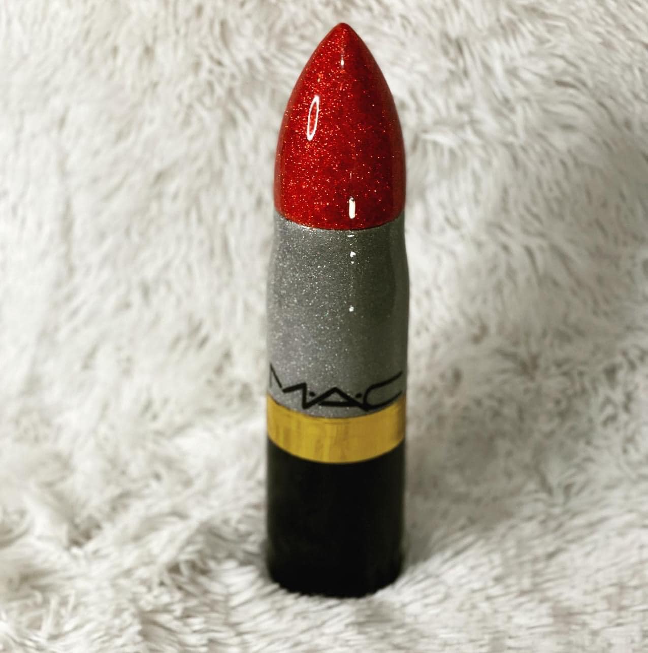MAC Lipstick-Inspired Custom Glitter Tumbler – 17oz Thermos