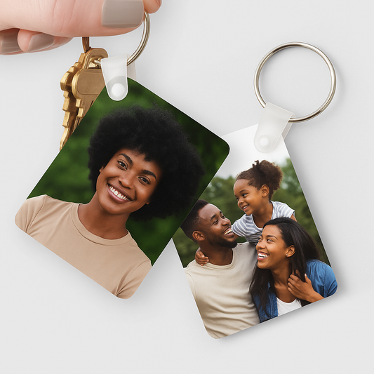 African American woman photo on personalized keychain