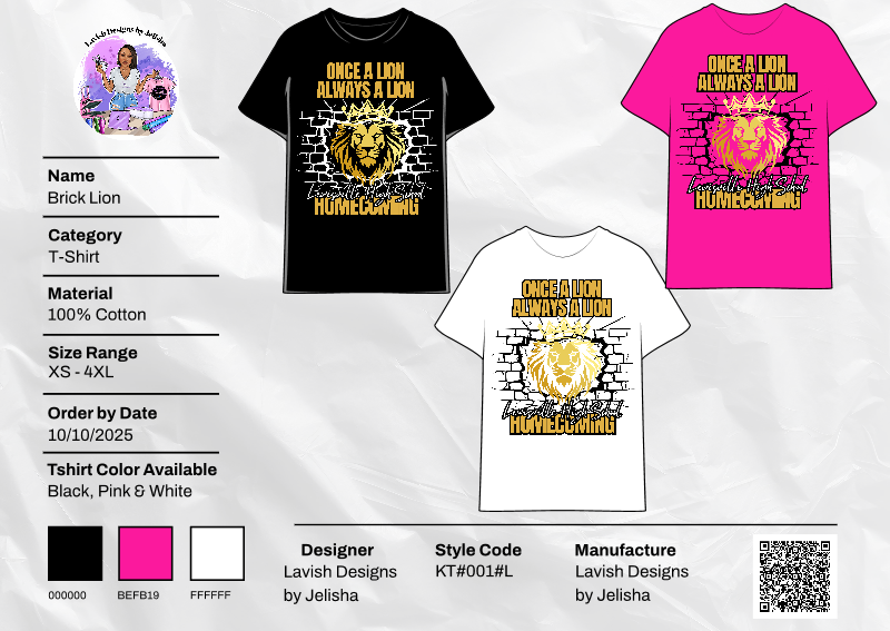 Lions Homecoming Shirts - ORDER BY 10/10/25