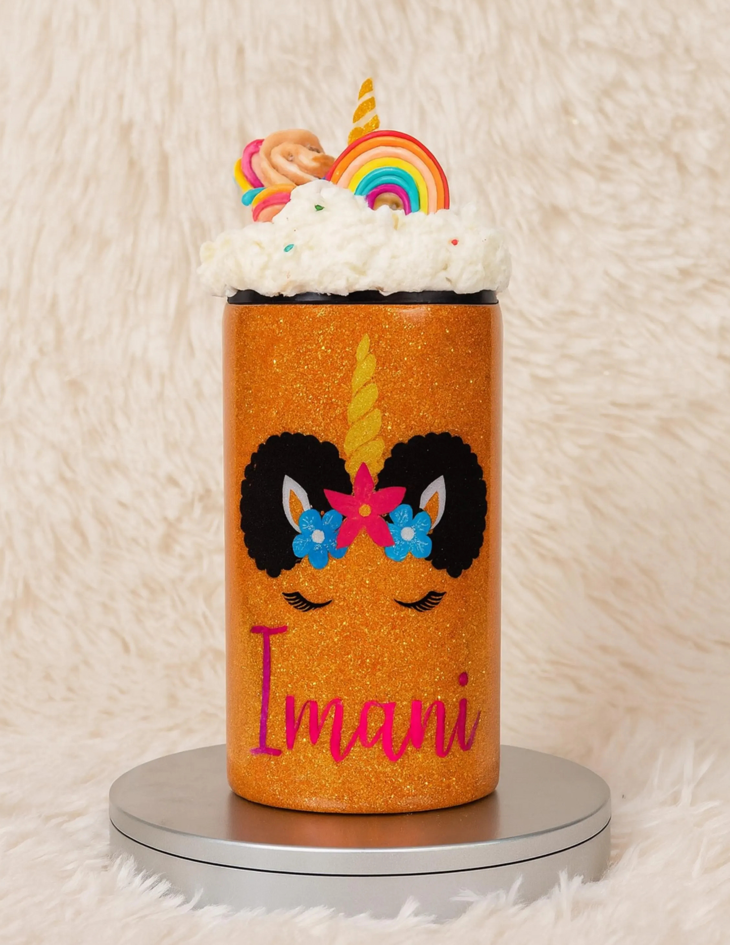 Personalized Unicorn Glitter Tumbler with Whipped Topping