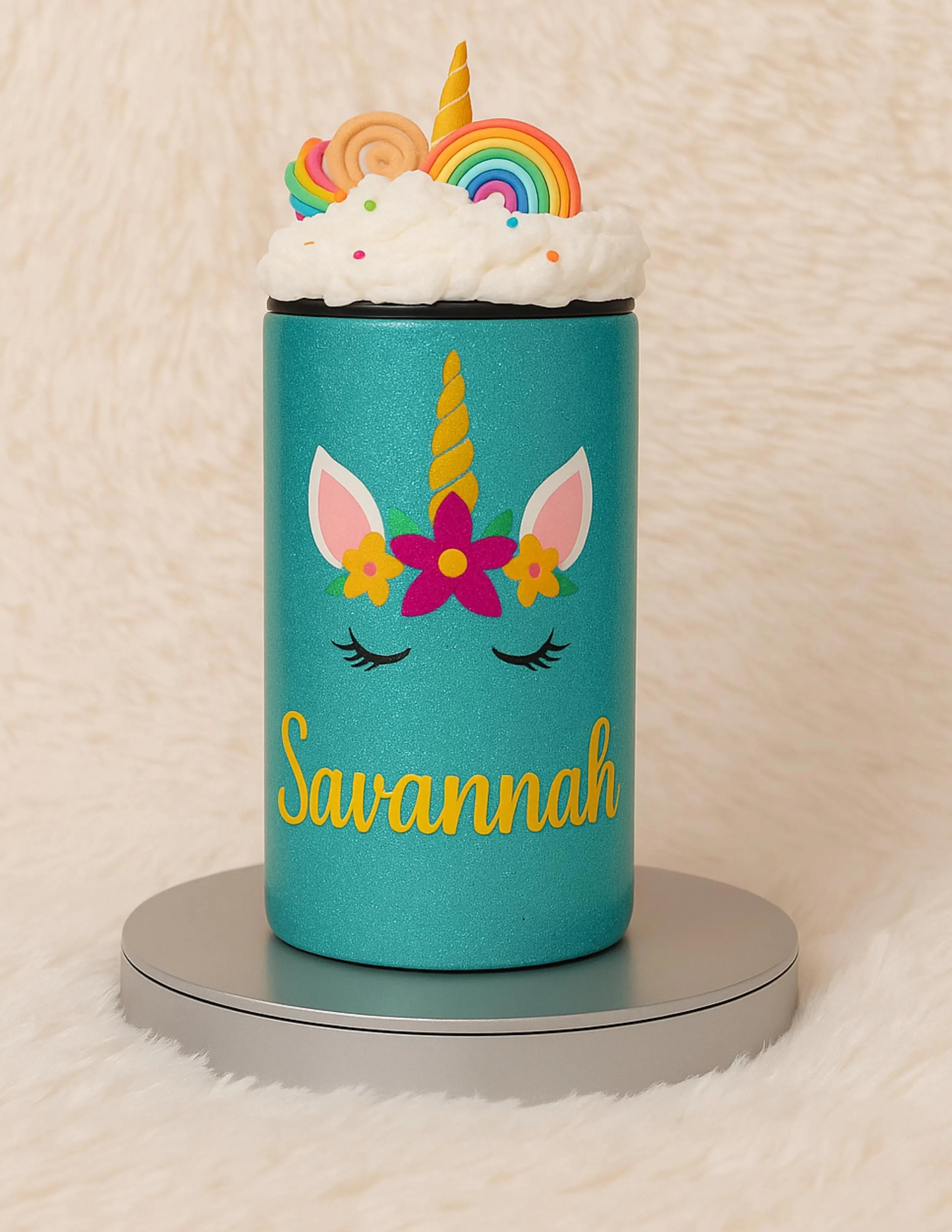 Personalized Unicorn Glitter Tumbler with Whipped Topping