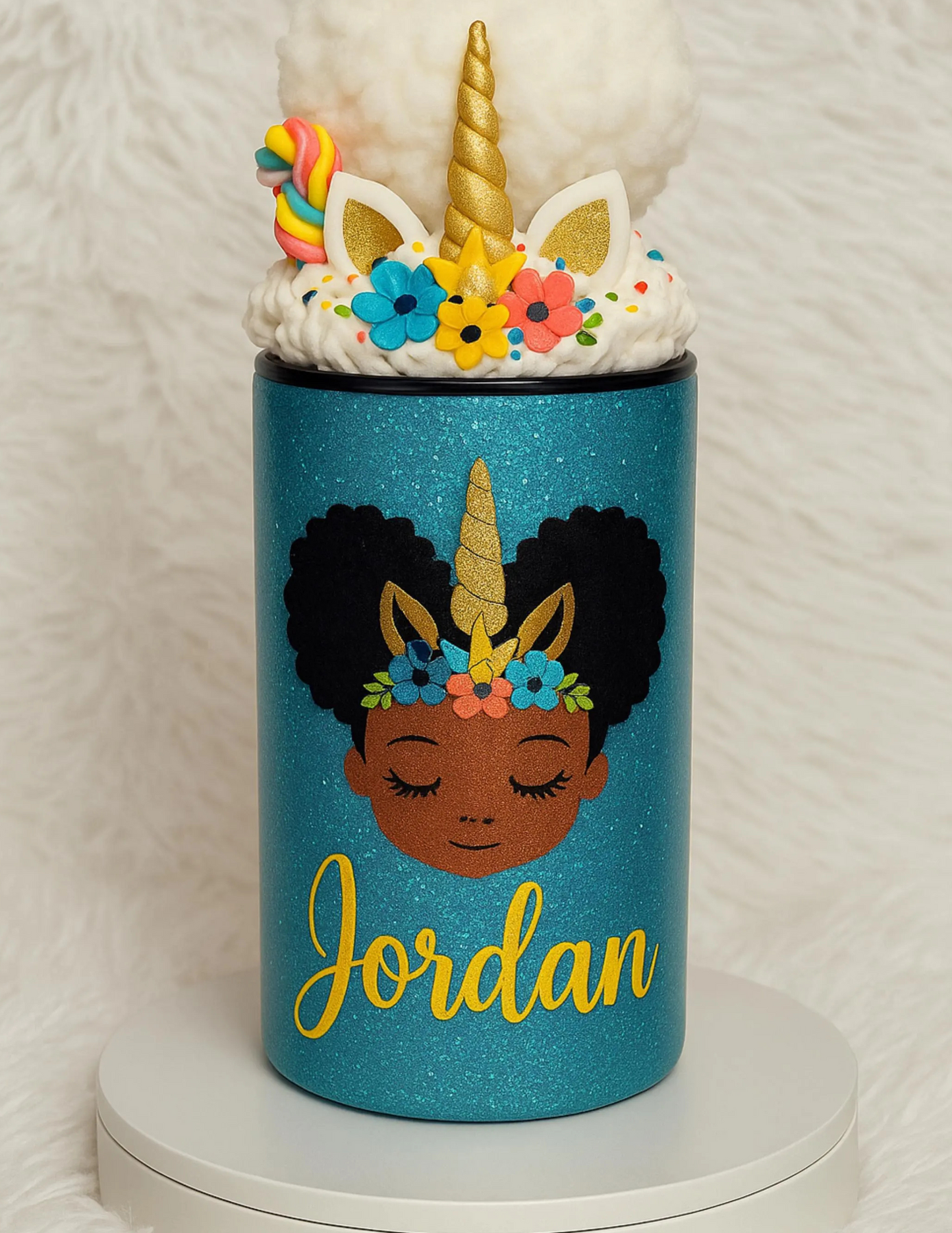 Personalized Unicorn Glitter Tumbler with Whipped Topping