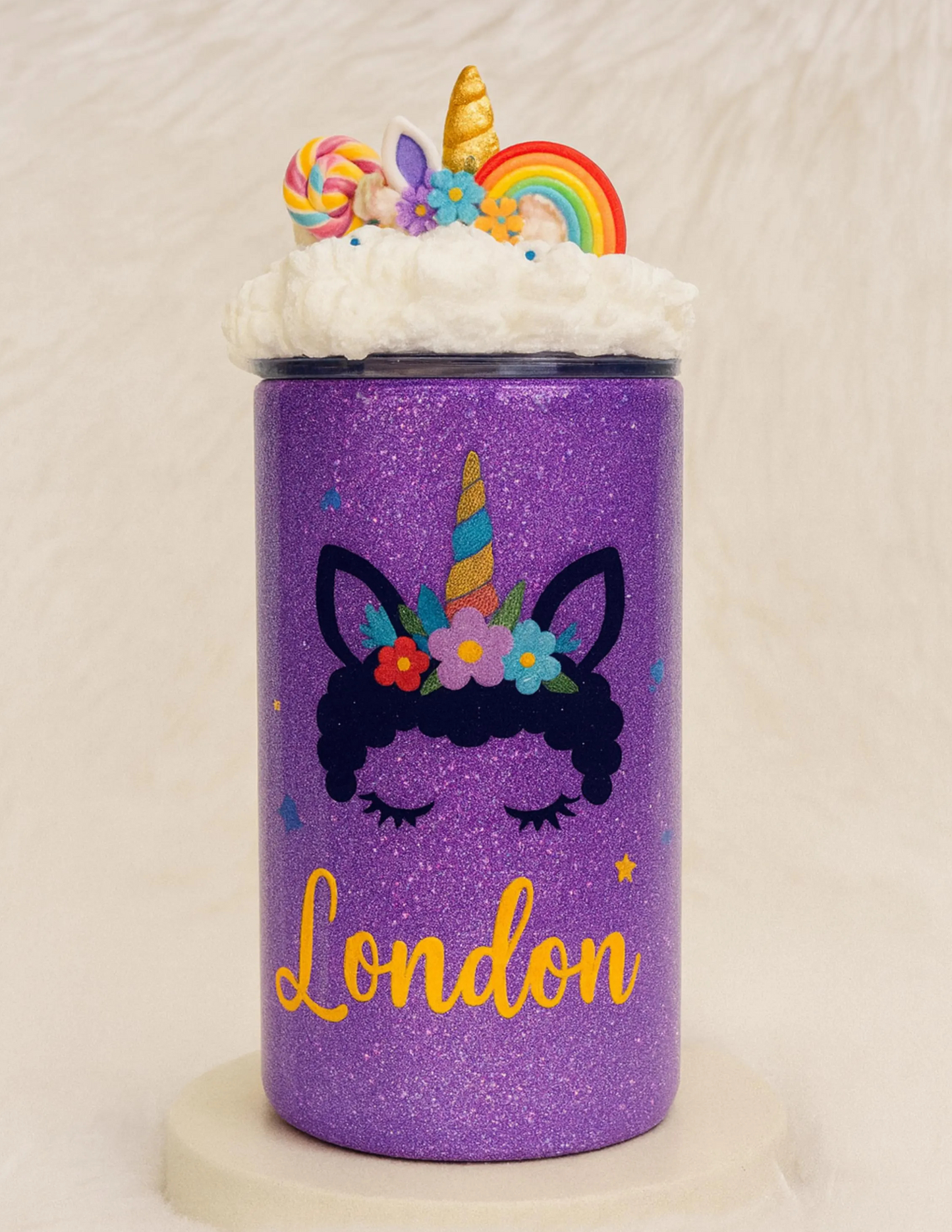 Personalized Unicorn Glitter Tumbler with Whipped Topping