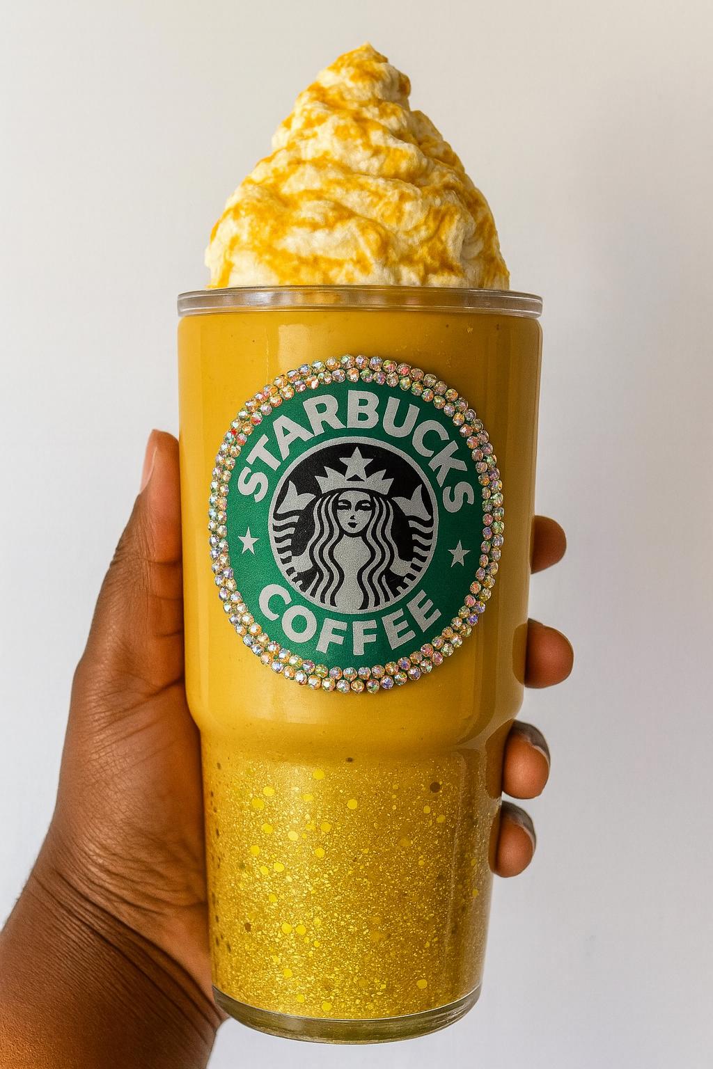 Sparkly handmade frappe tumbler for iced coffee lovers