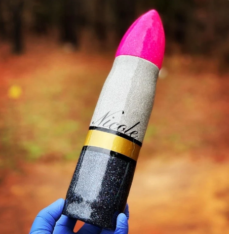 MAC Lipstick-Inspired Custom Glitter Tumbler – 17oz Thermos