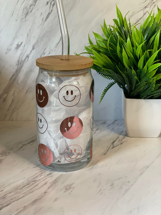 Smiley Face Beer Can Glass