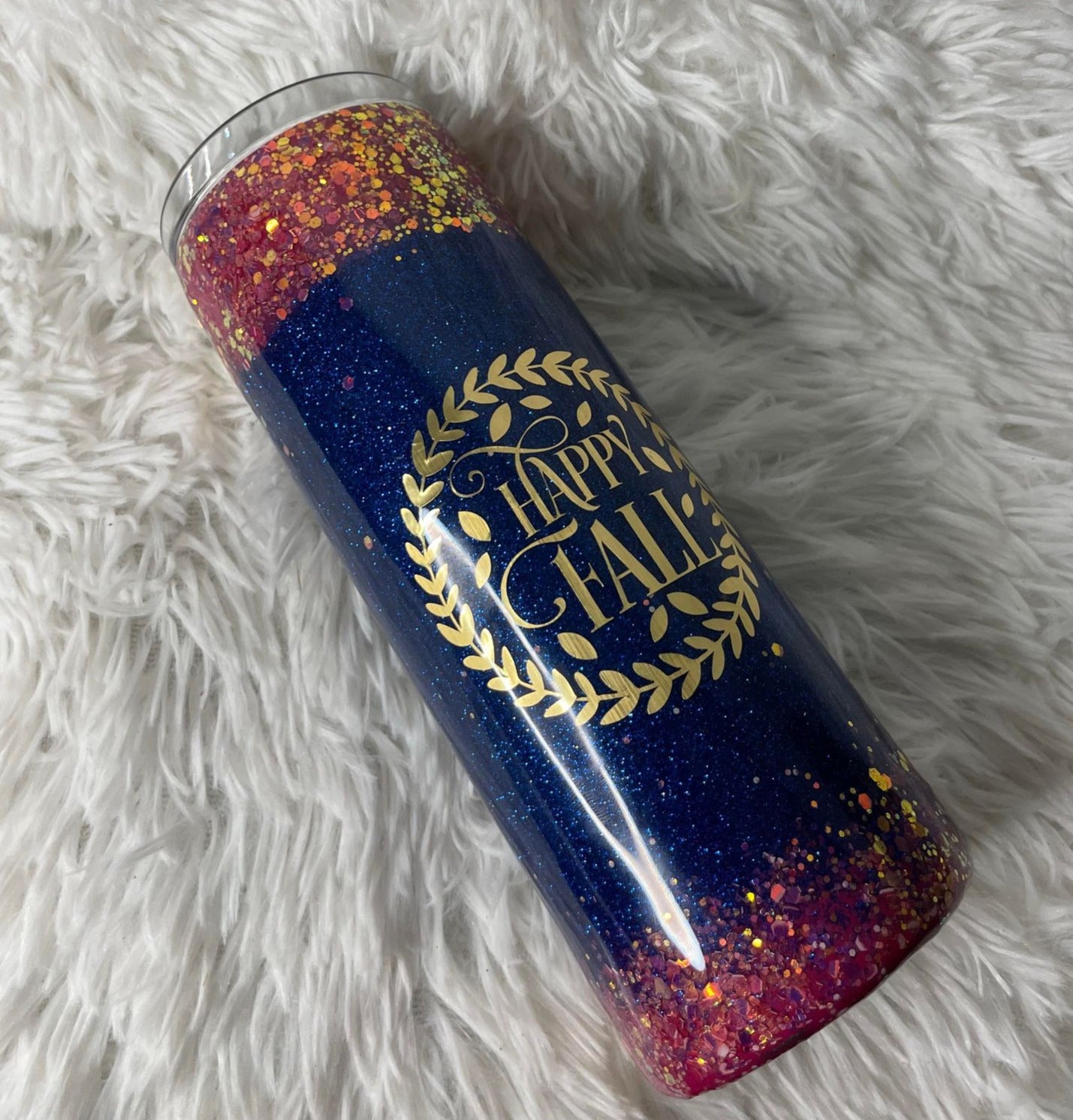 Happy Fall! Custom Glitter Fall Tumbler (RTS)
