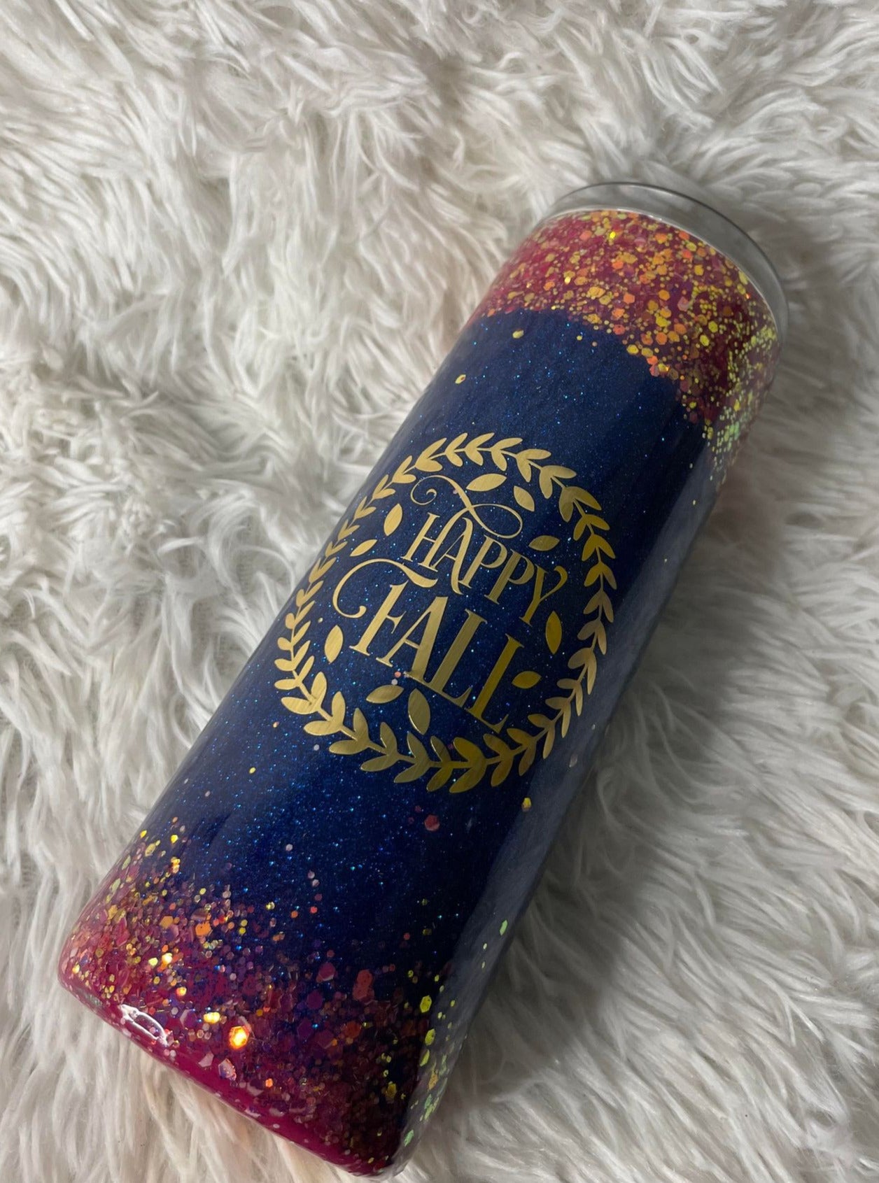 Happy Fall! Custom Glitter Fall Tumbler (RTS)