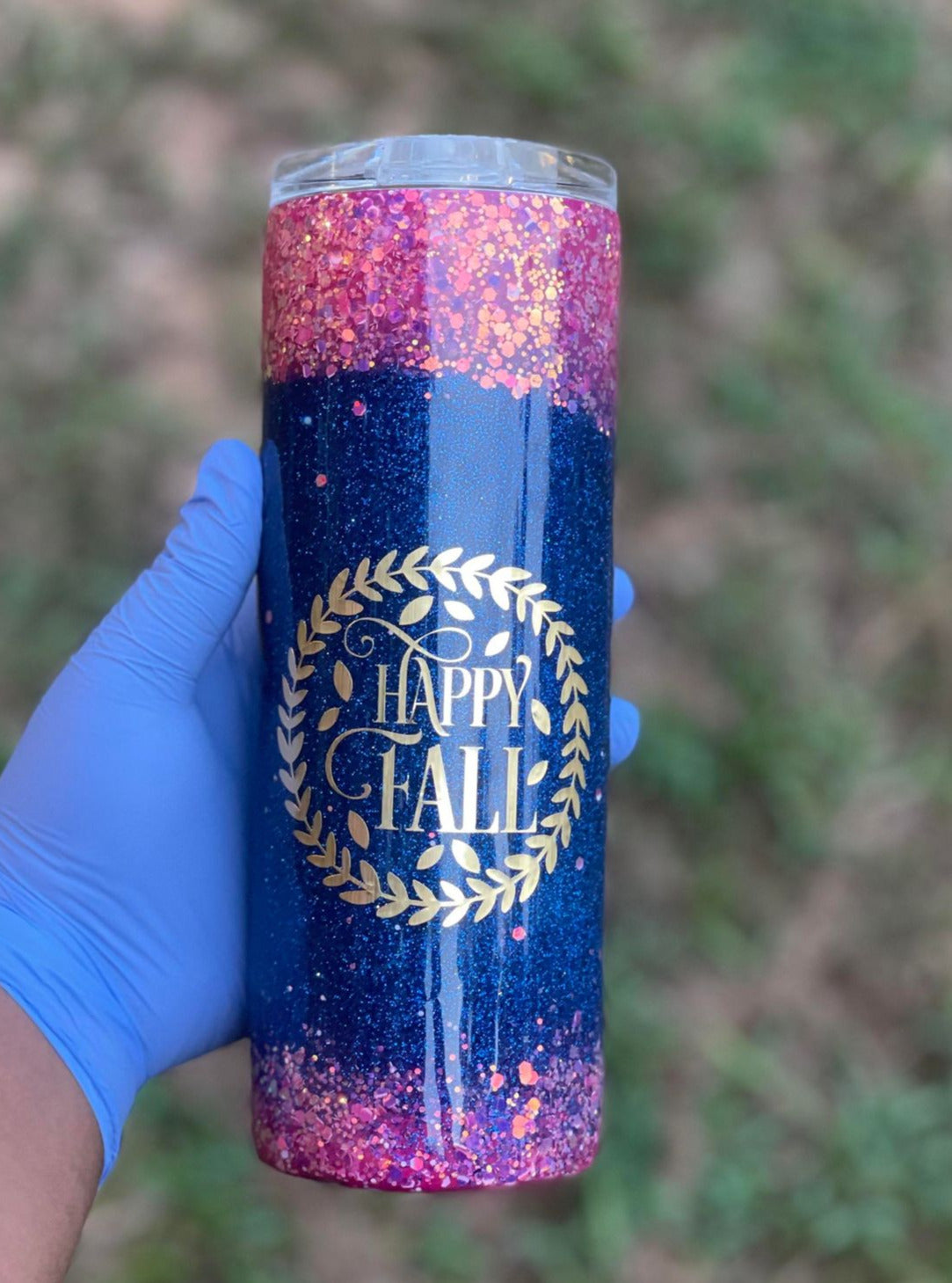 Happy Fall! Custom Glitter Fall Tumbler (RTS)