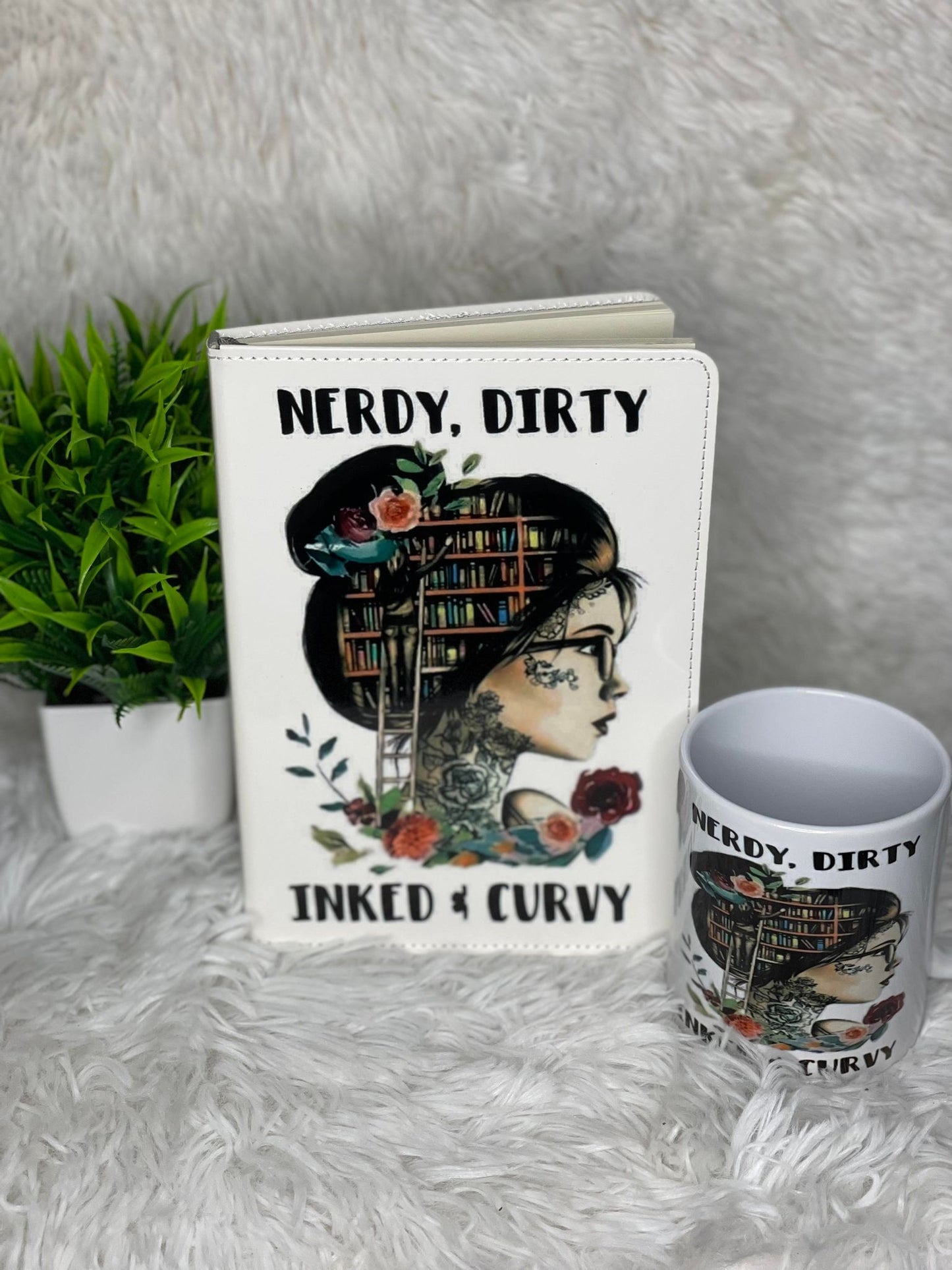 Nerdy, Dirty, Inked and Curvy Custom Journal and Mug Set