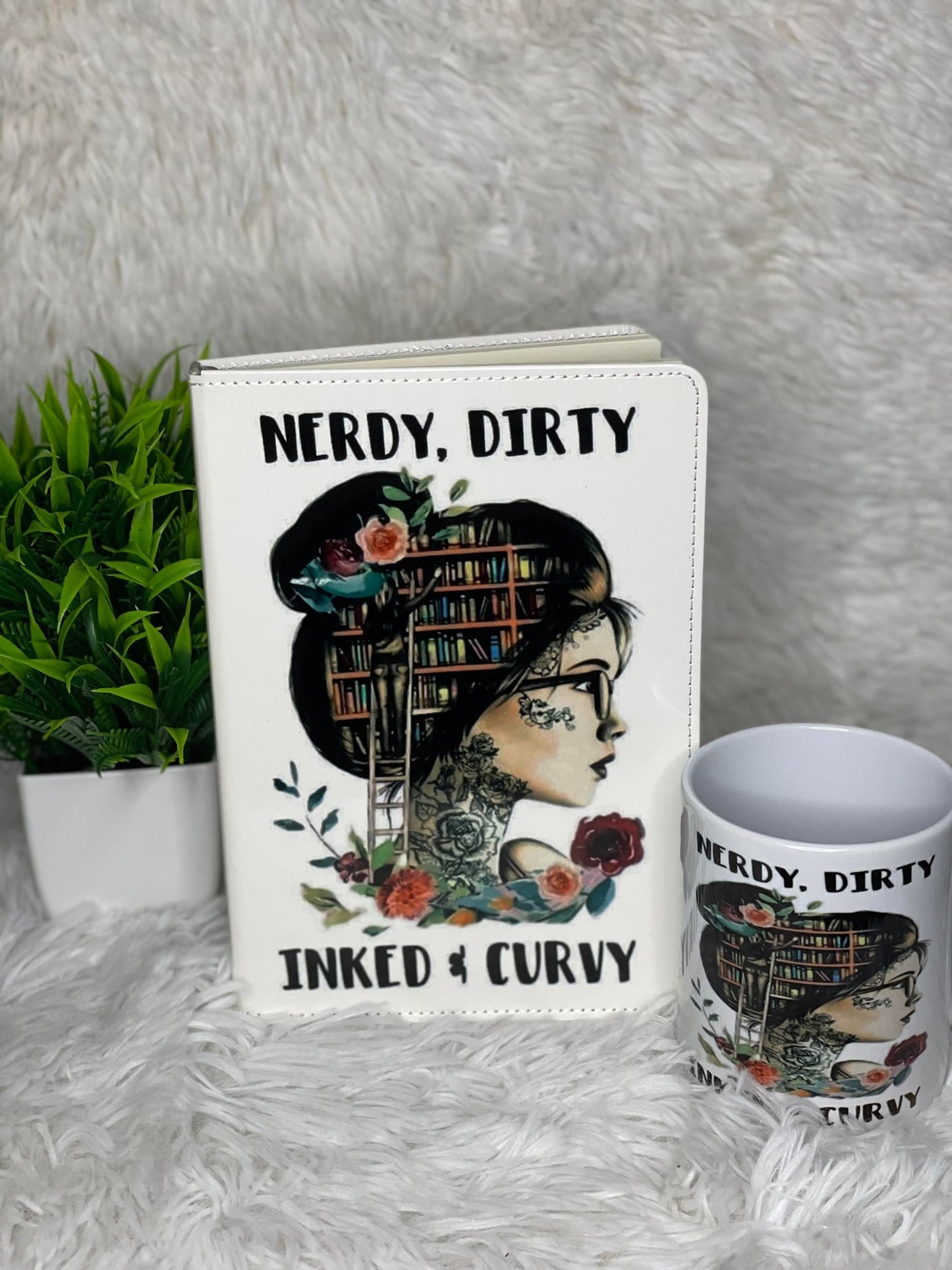 Nerdy, Dirty, Inked and Curvy Custom Journal and Mug Set