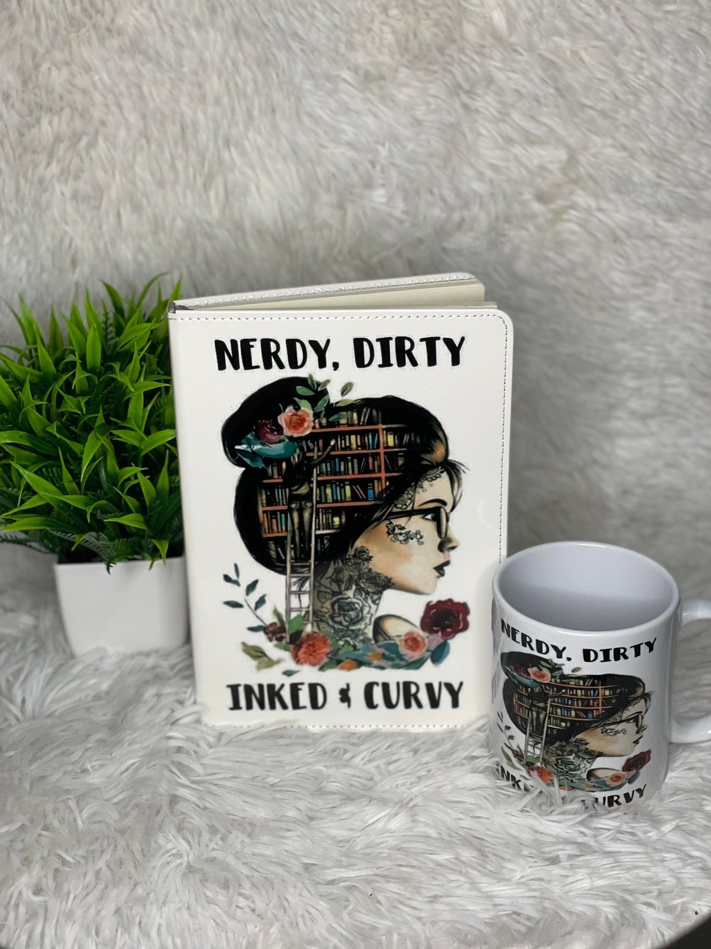 Nerdy, Dirty, Inked and Curvy Custom Journal and Mug Set