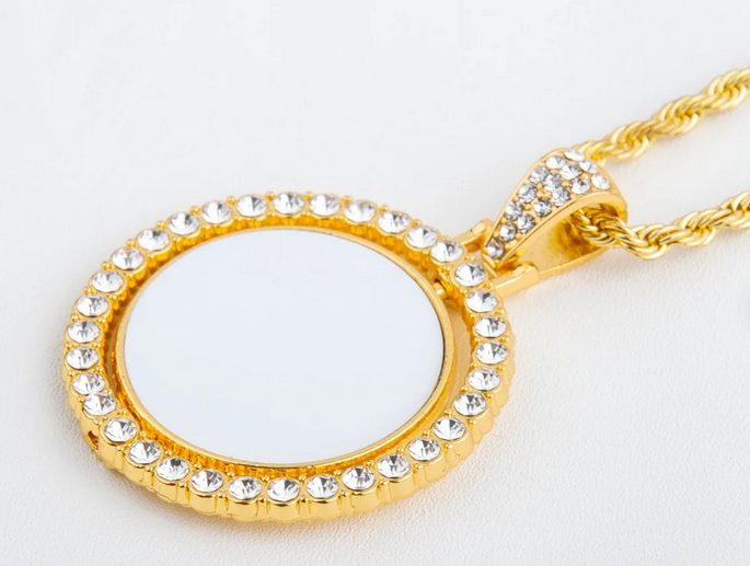 Gold Double Sided Rotataing Circle Necklace