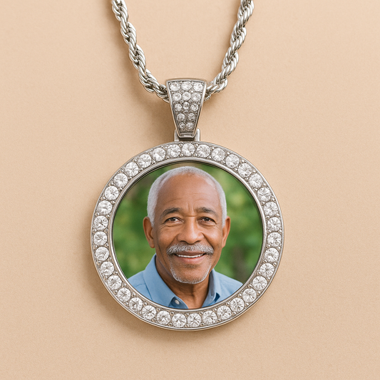 Silver Double Sided Rotataing Circle Necklace