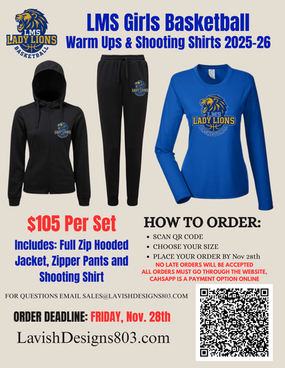 LMS Girls Basketball Warm-Ups & Shooting Shirt (2025–26 Season) - ORDER DEADLINE FRIDAY, November 28th