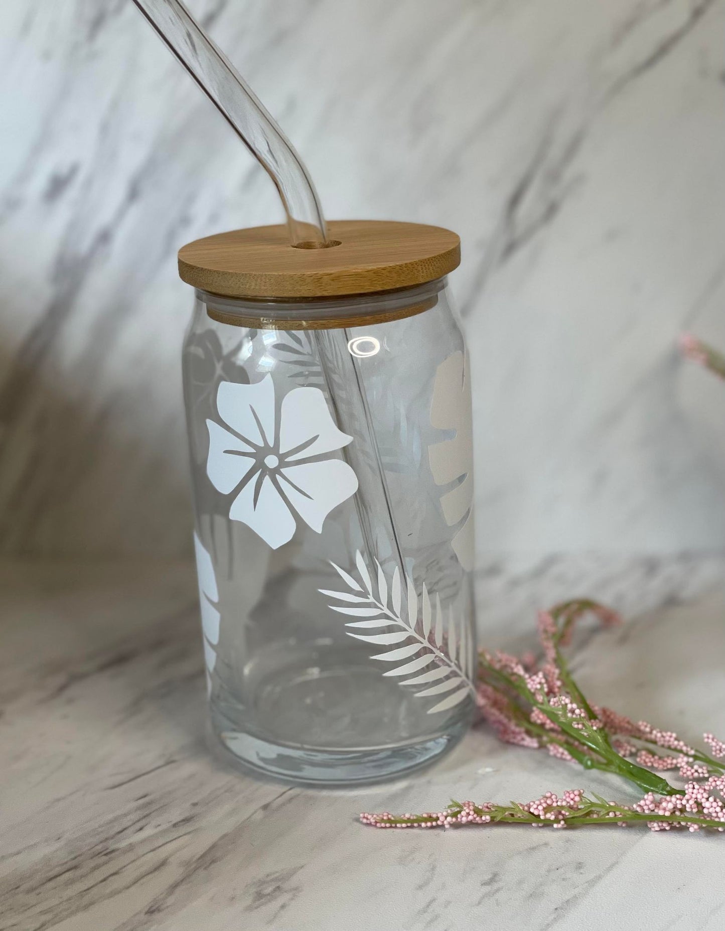 Tropical Plant Beer Glass | Iced Coffee Glass | Monstera Leaf