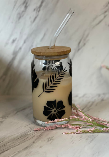 Tropical Plant Beer Glass | Iced Coffee Glass | Monstera Leaf