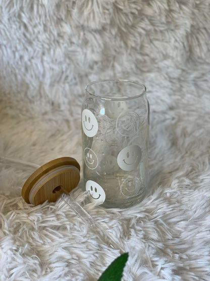 Smiley Face Beer Can Glass