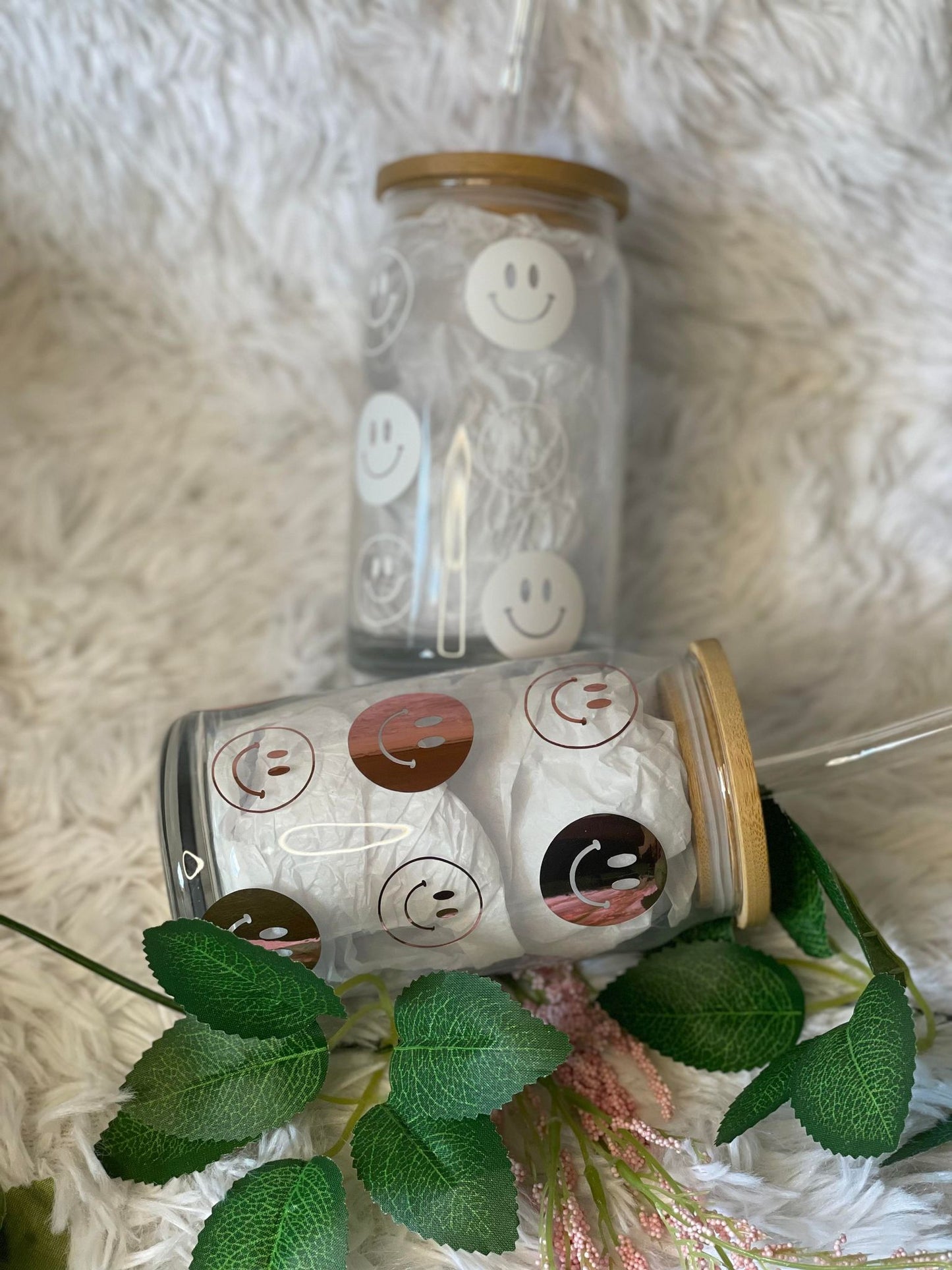 Smiley Face Beer Can Glass