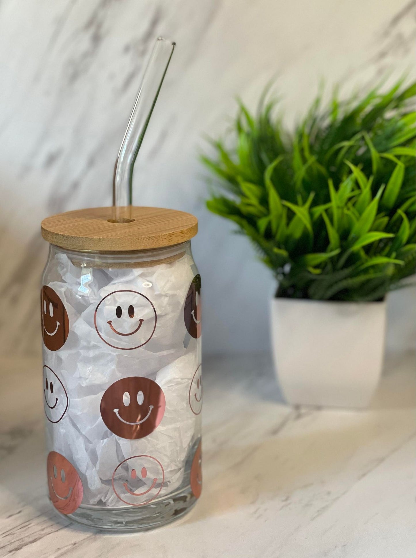 Smiley Face Beer Can Glass