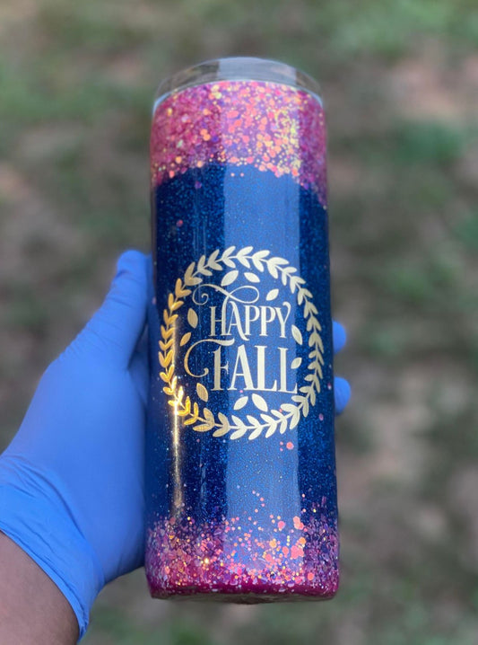 Happy Fall! Custom Glitter Fall Tumbler (RTS)