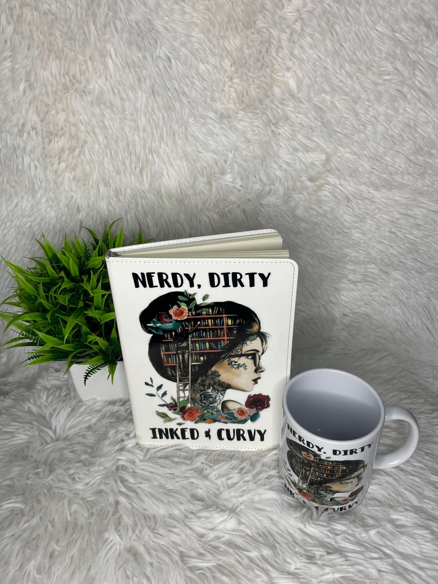 Nerdy, Dirty, Inked and Curvy Custom Journal and Mug Set