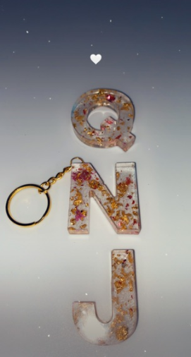 Initial Keychains with Gold Foil