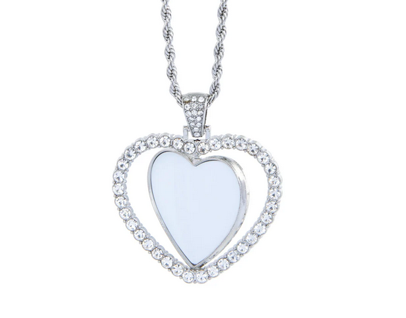 Silver Double Sided Rotataing Heart Necklace