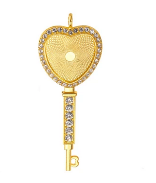 Gold Heart with Key Photo Necklace