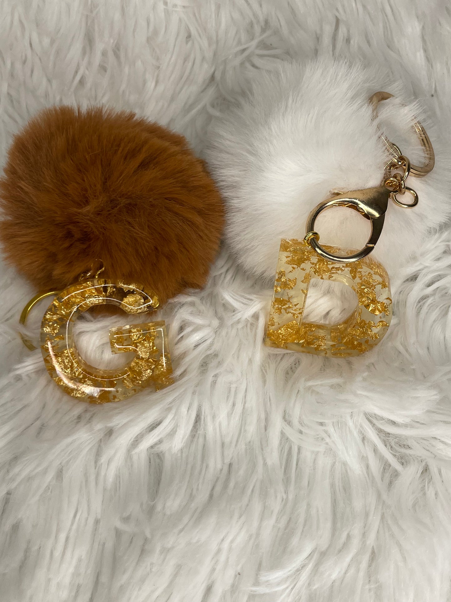 Initial Keychains with Gold Foil