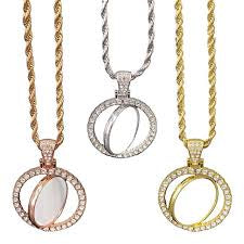 Gold Double Sided Rotataing Circle Necklace