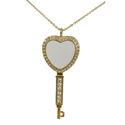 Gold Heart with Key Photo Necklace